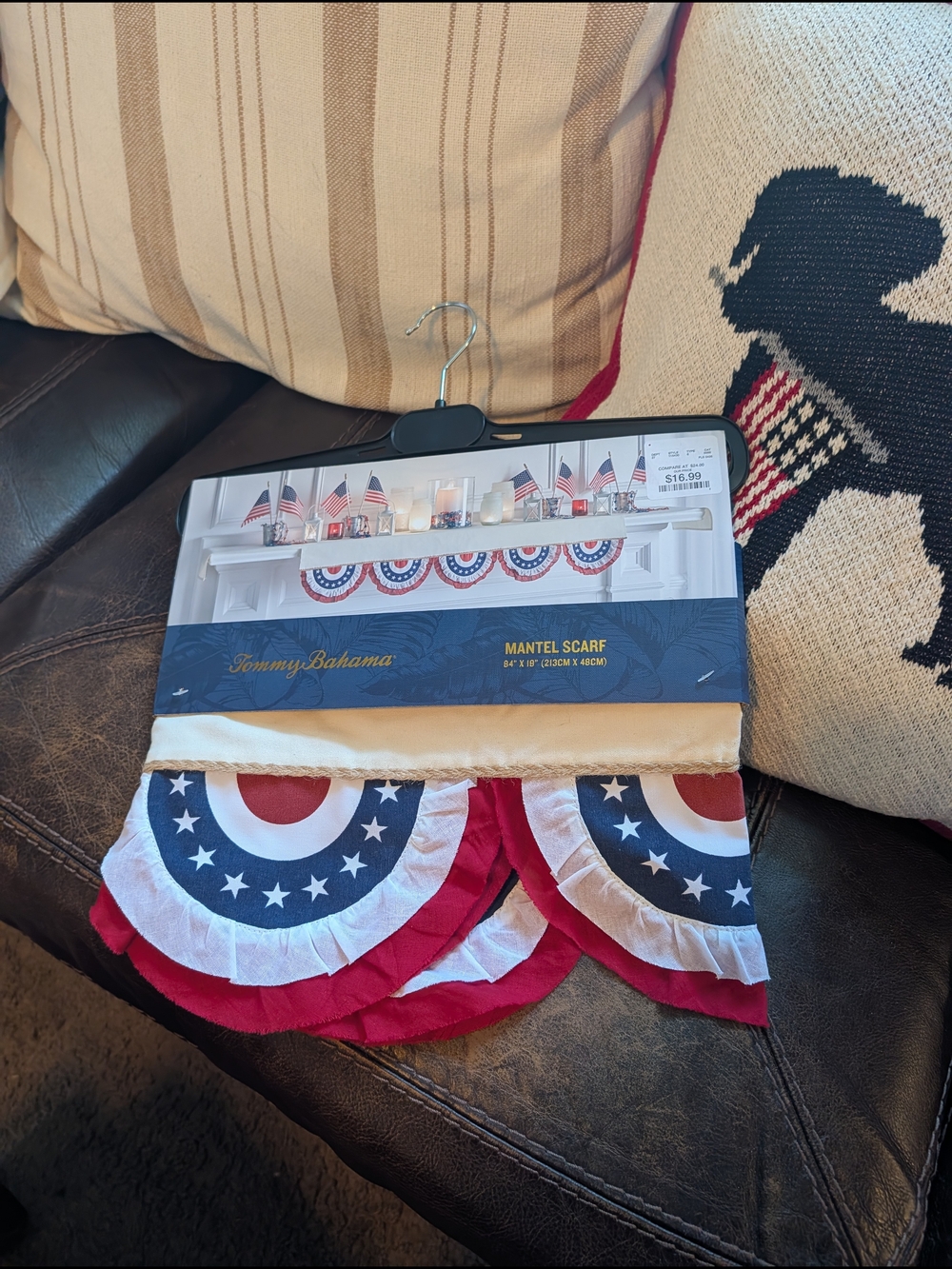 Tommy Bahama Patriotic Red White & Blue Mantel Scarf